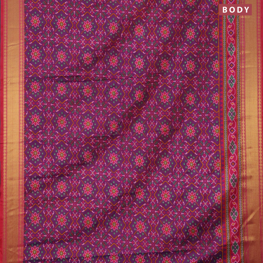 Semi tussar saree dual shade of purple and pink with allover prints and zari woven border