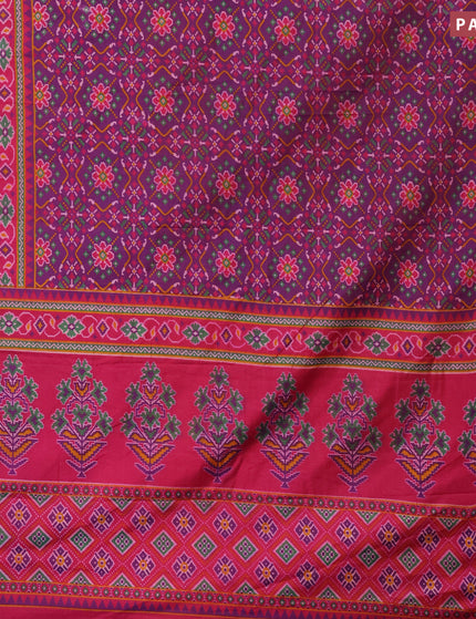 Semi tussar saree dual shade of purple and pink with allover prints and zari woven border