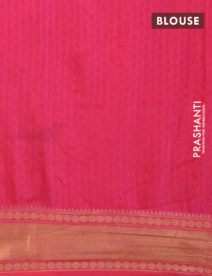 Semi tussar saree dual shade of purple and pink with allover prints and zari woven border