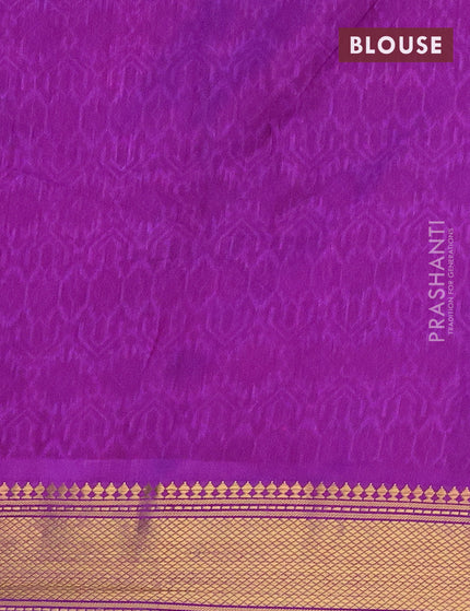 Semi tussar saree royal blue and dual shade of purple with allover prints and zari woven border