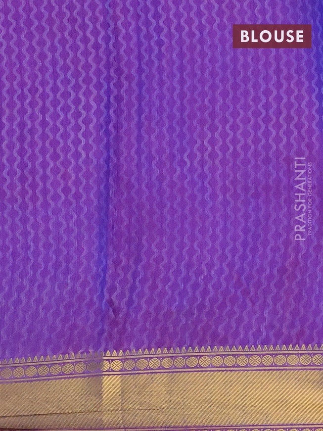 Semi tussar saree pink and dual shade of bluish maroon with allover ikat prints and zari woven border