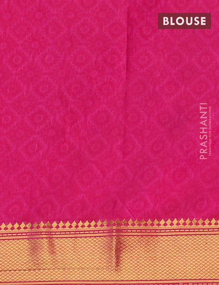 Semi tussar saree purple and pink with allover prints and zari woven border