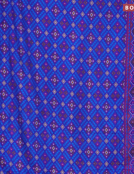 Semi tussar saree blue and dual shade of purple with allover prints and zari woven border