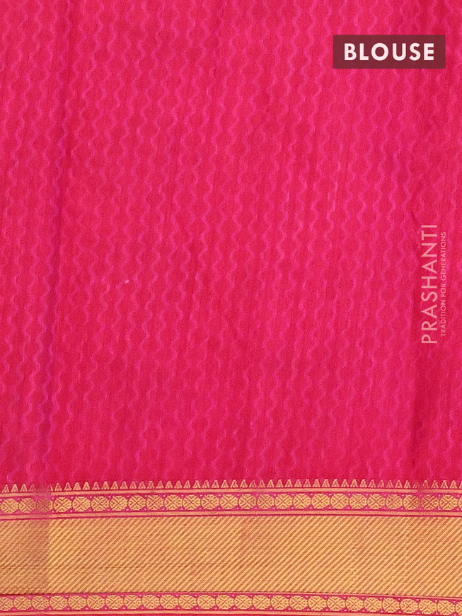 Semi tussar saree deep purple and pink with allover prints and zari woven border