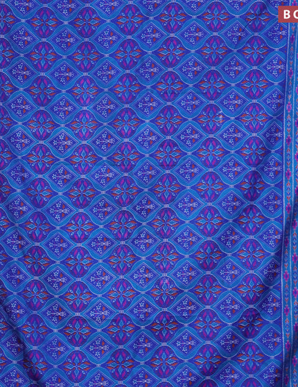 Semi tussar saree blue and cs blue with allover prints and zari woven border