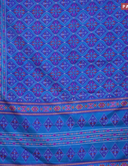 Semi tussar saree blue and cs blue with allover prints and zari woven border