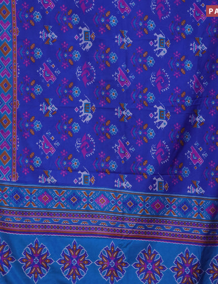 Semi tussar saree blue and cs blue with ikat butta prints and zari woven border