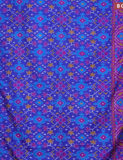 Semi tussar saree royal blue and purple with allover ikat prints and zari woven border