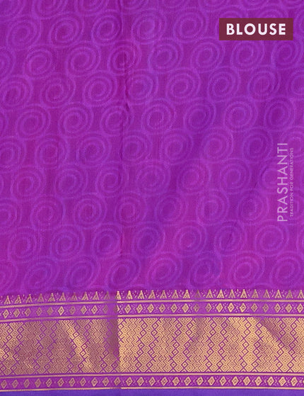 Semi tussar saree royal blue and purple with allover ikat prints and zari woven border