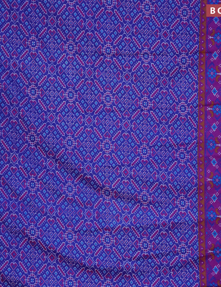 Semi tussar saree blue and purple with allover ikat prints and zari woven border