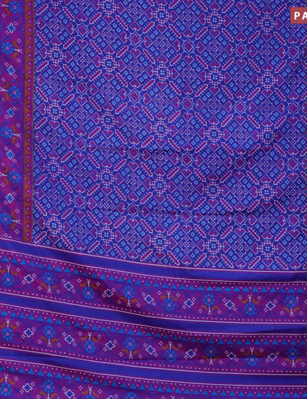 Semi tussar saree blue and purple with allover ikat prints and zari woven border