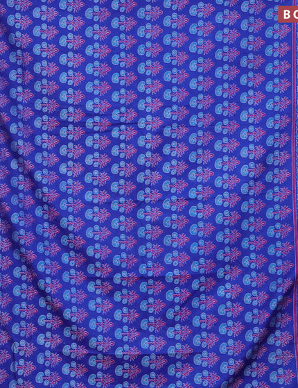 Semi tussar saree blue and dual shade of purple with allover floral butta prints and zari woven border