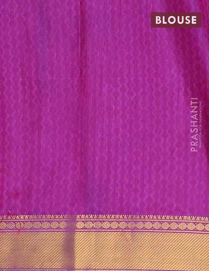 Semi tussar saree blue and dual shade of purple with allover floral butta prints and zari woven border