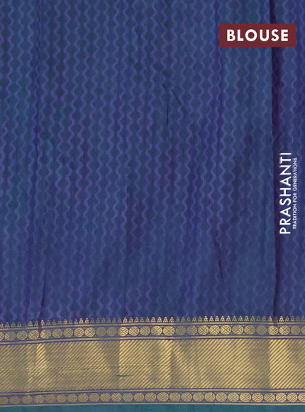 Semi tussar saree cs blue and dual shade of green with allover ikat prints and zari woven border