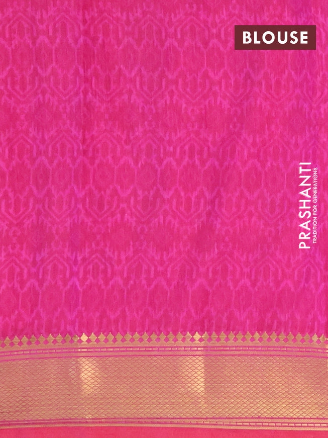 Semi tussar saree dual shade of purple and pink with allover ikat prints and zari woven border