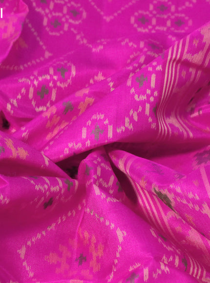 Rajkot patola silk saree pink with allover ikat weaves and long ikat woven zari border