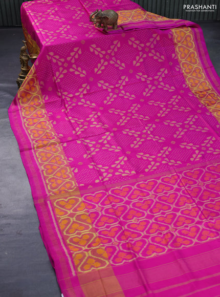 Rajkot patola silk saree pink with allover ikat weaves & woven buttas and long ikat woven zari border