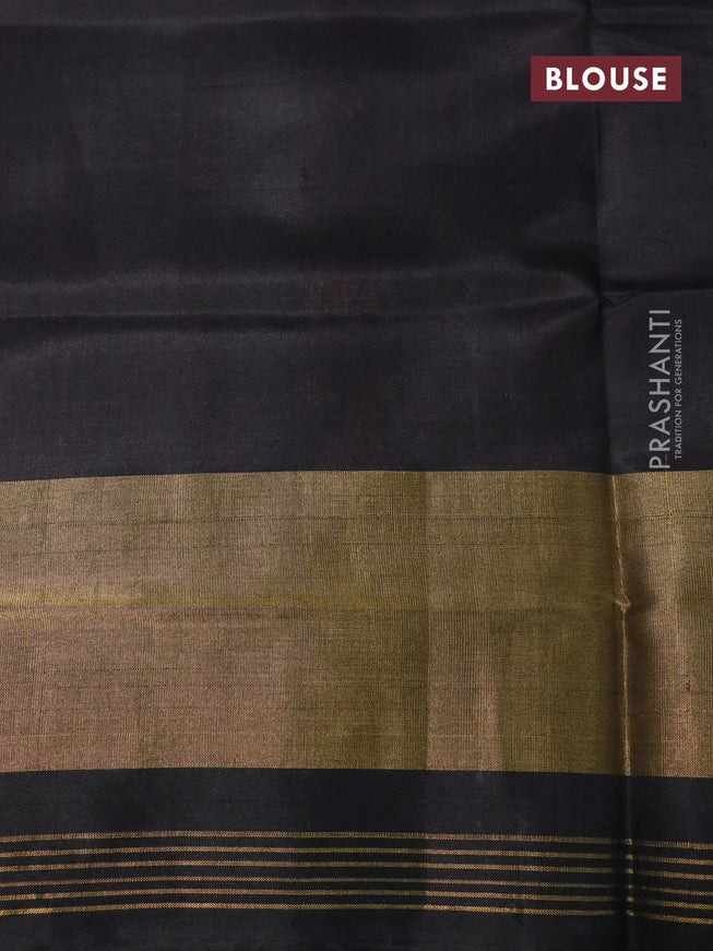 Rajkot patola silk saree pink and black with allover ikat weaves and long ikat woven zari border