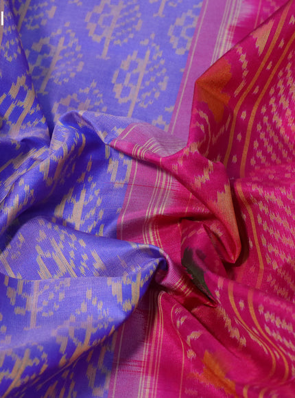 Rajkot patola silk saree blue and pink with allover ikat weaves and zari woven border