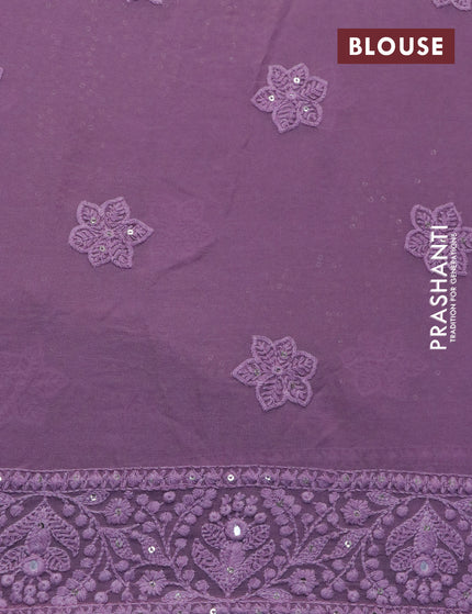 Georgette silk saree mild purple with allover lucknowi work & sequin work