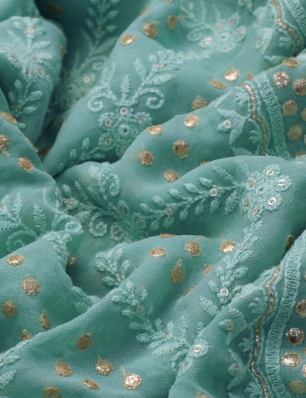 Georgette silk saree pastel blue with allover lucknowi work & sequin work