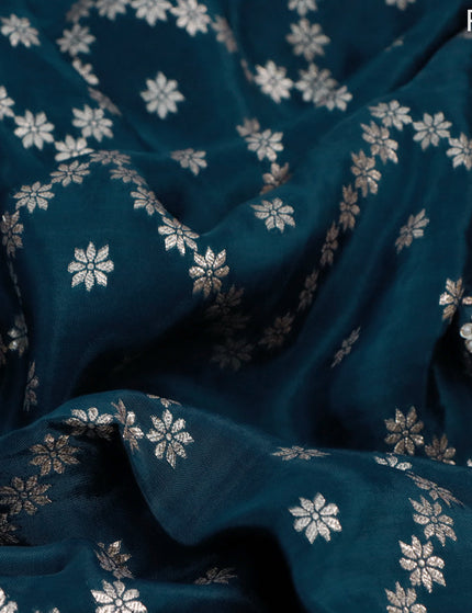 Banarasi silk saree peacock blue with allover zari weaves and zari woven gottapatti lace work border