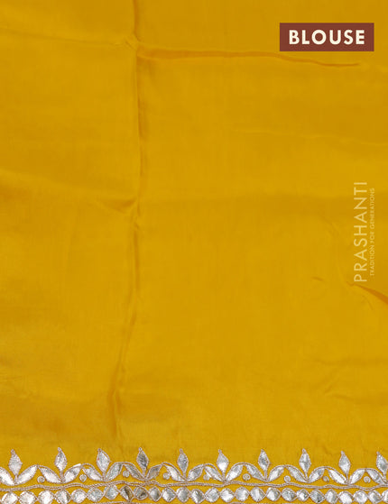 Banarasi silk saree yellow with allover zari weaves and zari woven gottapatti lace work border