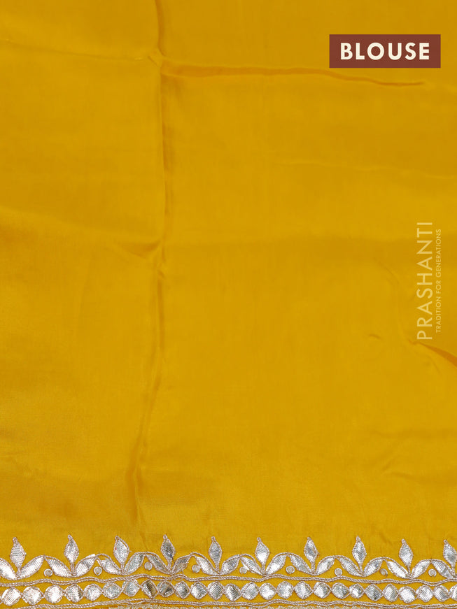 Banarasi silk saree yellow with allover zari weaves and zari woven gottapatti lace work border