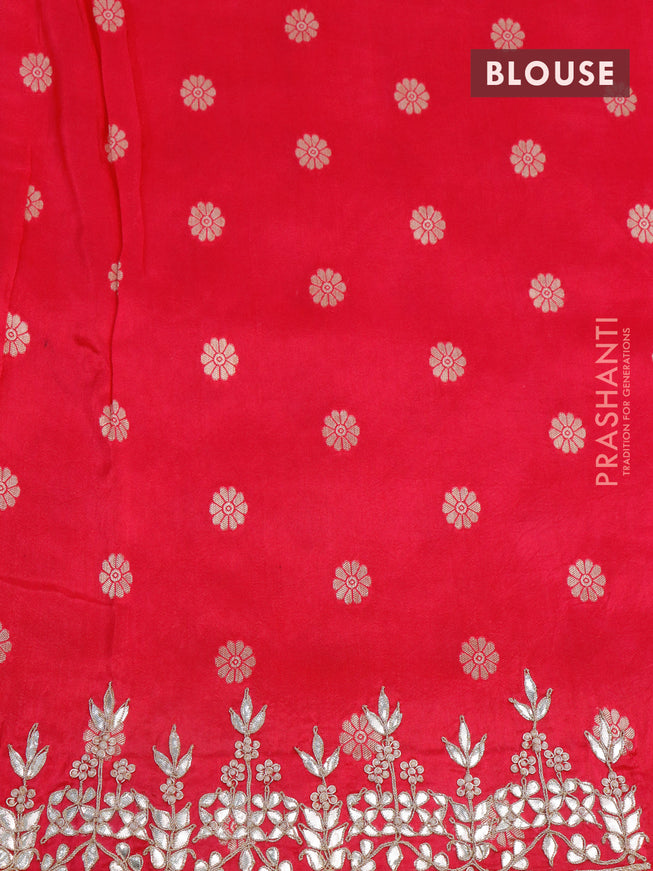 Georgette silk saree pink with allover bandhani prints & banarasi zari weaves and zari woven gottapatti lace work border