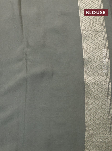 Banarasi georgette silk saree pastel grey with allover thread & floral zari weaves and woven border