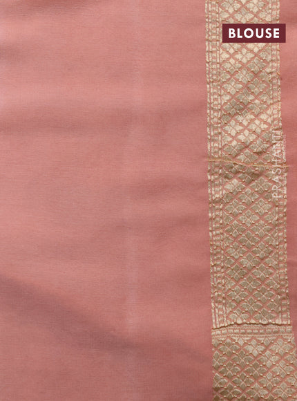 Banarasi georgette silk saree peach pink with allover thread & floral zari weaves and woven border