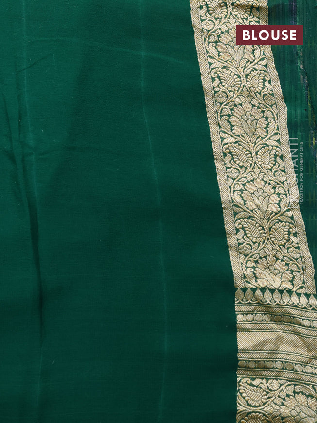 Banarasi georgette silk saree green with allover floral design thread & zari weaves and woven border