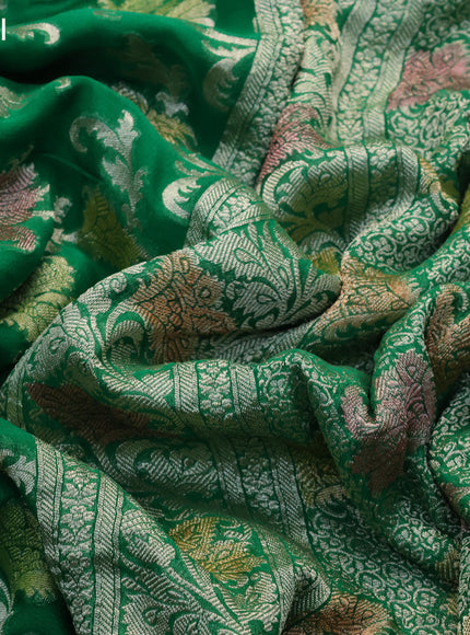 Banarasi georgette silk saree green with allover thread & zari weaves and woven border