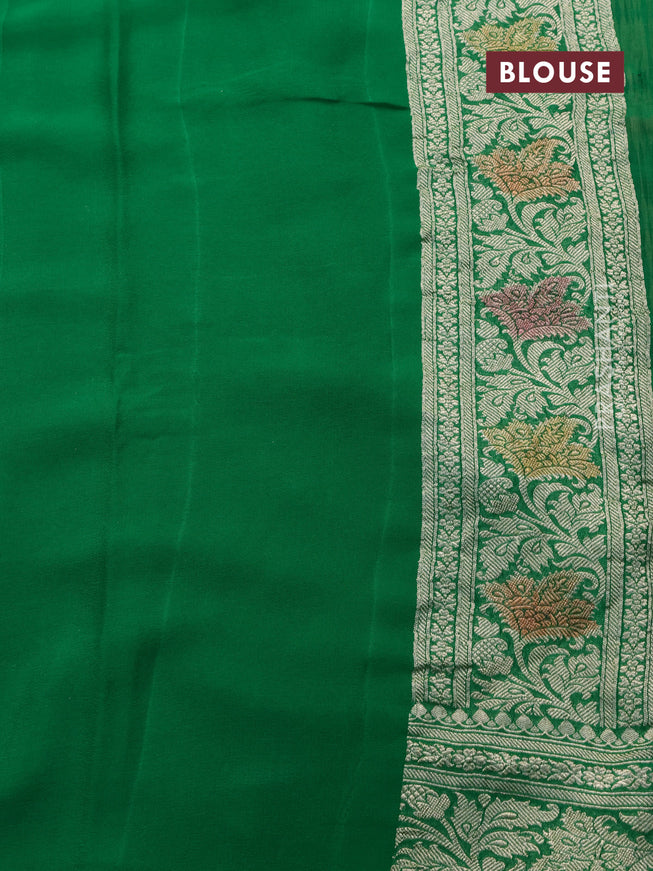 Banarasi georgette silk saree green with allover thread & zari weaves and woven border