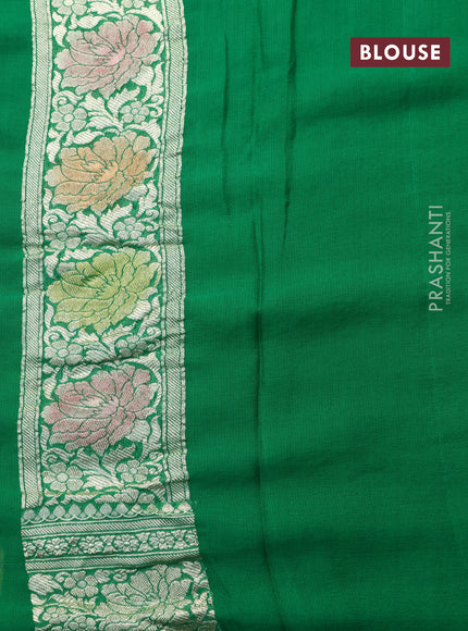 Banarasi georgette silk saree green with allover thread & zari floral weaves and woven border