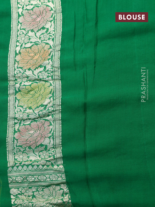 Banarasi georgette silk saree green with allover thread & zari floral weaves and woven border