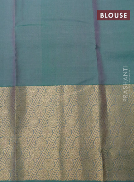 Pure kanjivaram silk saree light pink and dual shade of green with zari woven buttas and long rich zari woven border