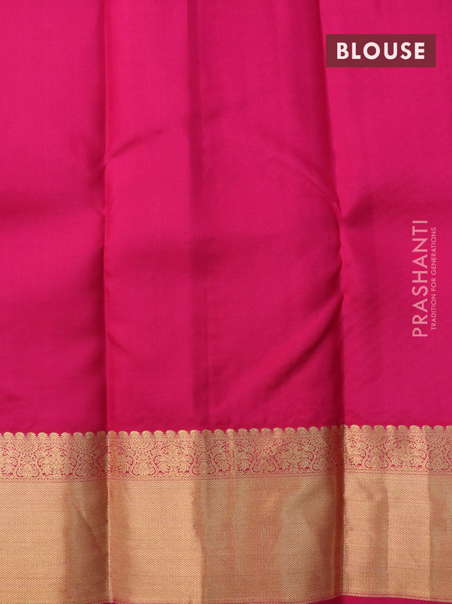 Pure kanjivaram silk saree pastel green and pink with allover small zari checks & buttas and zari woven border