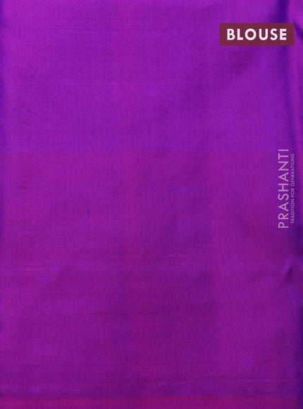 Pure kanjivaram silk saree blue and purple with allover zari weaves and zari woven butta border