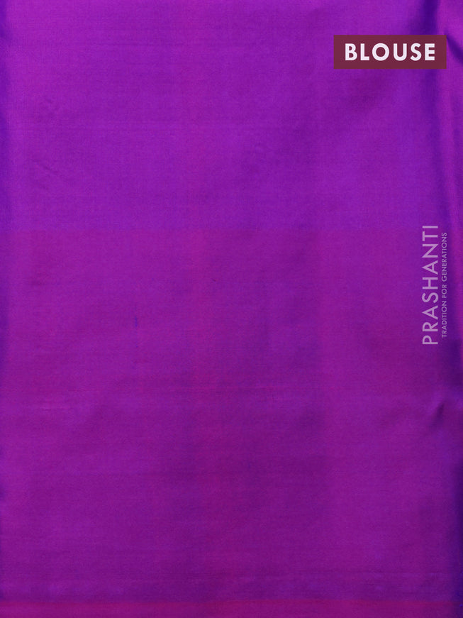 Pure kanjivaram silk saree blue and purple with allover zari weaves and zari woven butta border