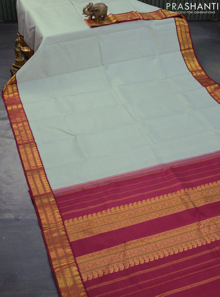 Pure kanjivaram silk saree grey shade and maroon with allover zari wevaes and zari woven border