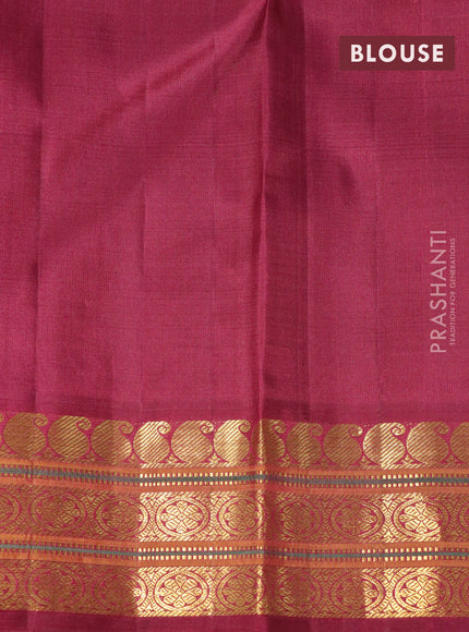 Pure kanjivaram silk saree grey shade and maroon with allover zari wevaes and zari woven border