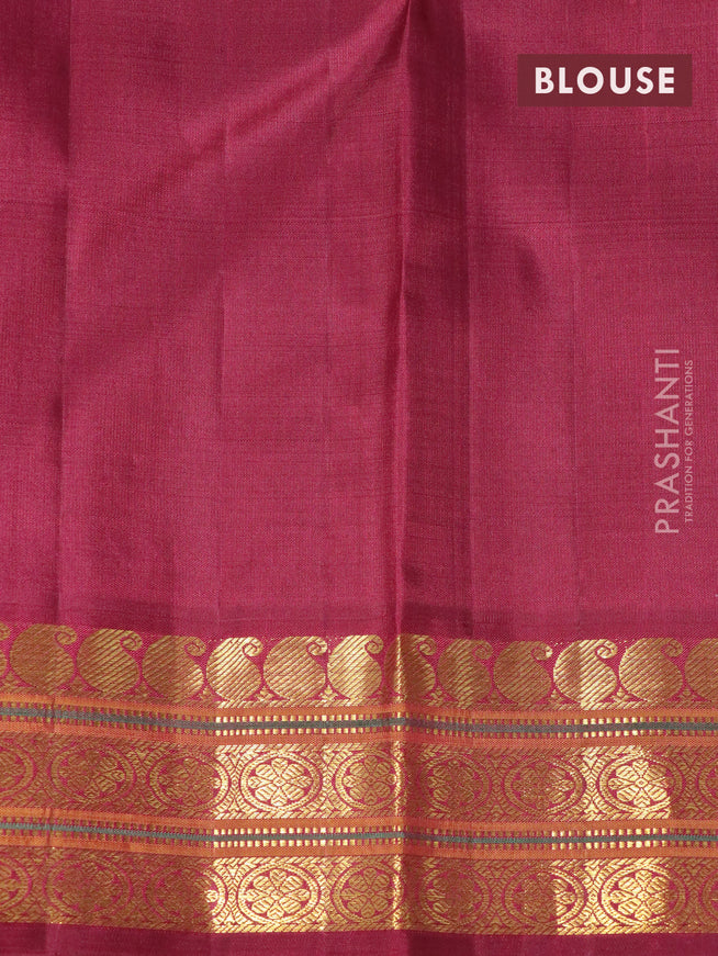 Pure kanjivaram silk saree grey shade and maroon with allover zari wevaes and zari woven border