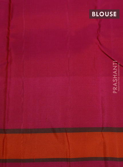 Pure kanjivaram silk saree pista green and pink with zari woven buttas and paisley design zari woven border