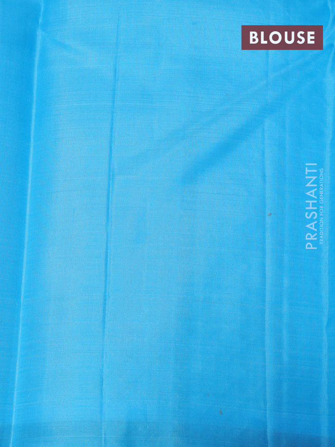 Pure kanjivaram silk saree deep wine shade and light blue with allover zari weaves & buttas in borderless style