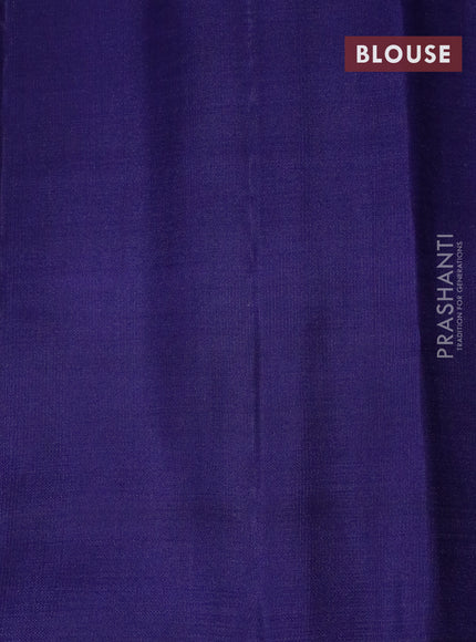 Pure kanjivaram silk saree cs blue and dark blue with allover zari weaves & buttas in borderless style