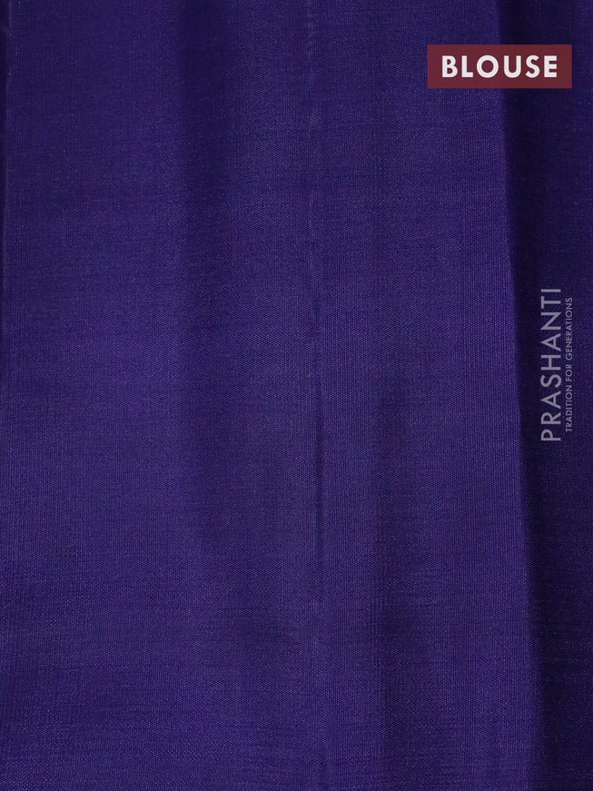 Pure kanjivaram silk saree cs blue and dark blue with allover zari weaves & buttas in borderless style