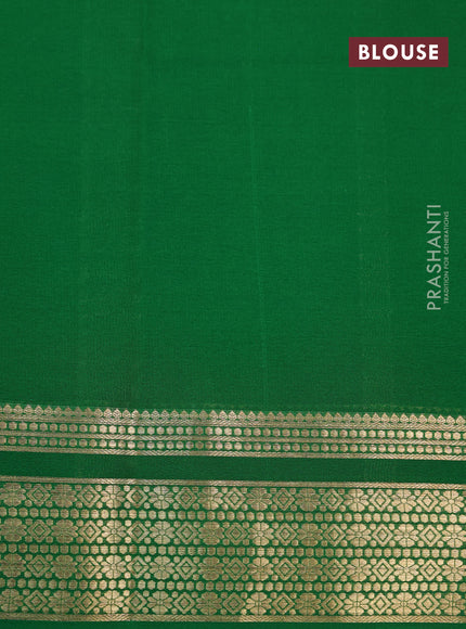 Pure mysore silk saree light pink and green with plain body and zari woven border