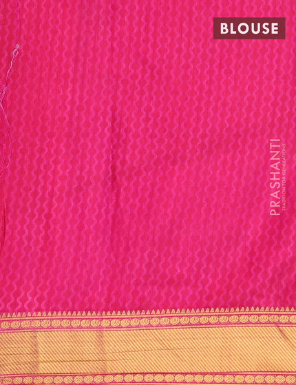 Semi tussar saree deep purple and pink with allover ikat prints and zari woven border