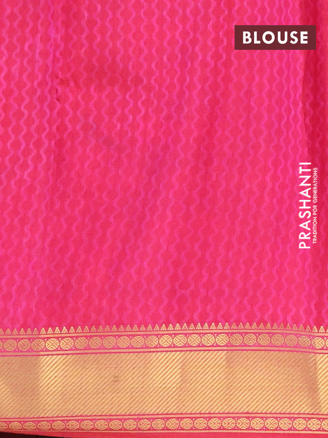 Semi tussar saree purple and pink with allover ikat prints and zari woven border